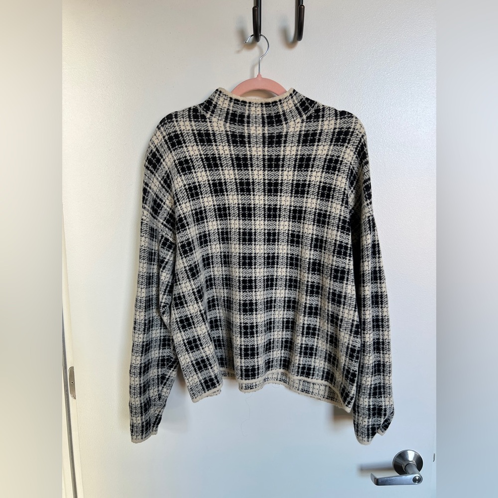 Ann Taylor Plaid Jacquard Mock Neck Sweater - Picture 1 of 4